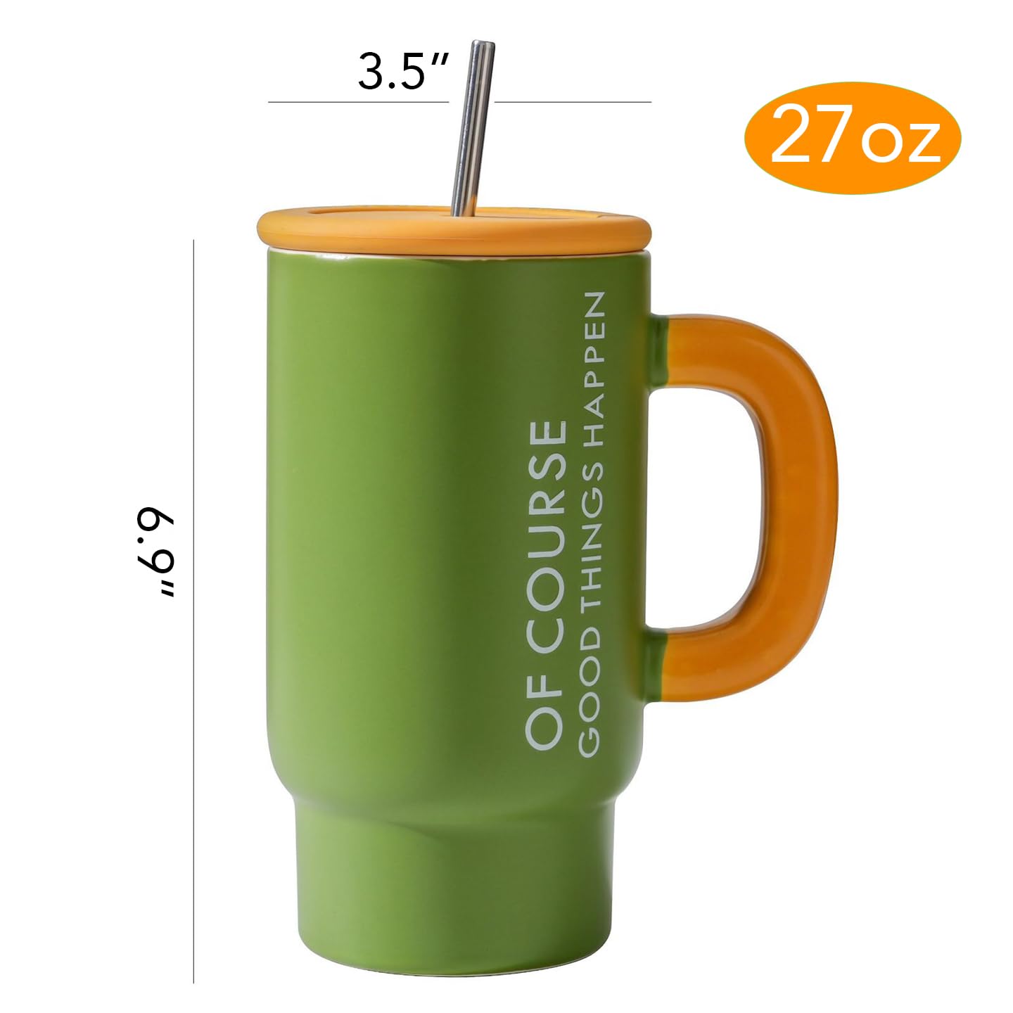 Große Keramik-Kaffeetassen, 765 ml, Design mit großem Griff, extra große Tee- und Kaffeetasse für Büro und Zuhause, mikrowellen- und spülmaschinenfest, Grün