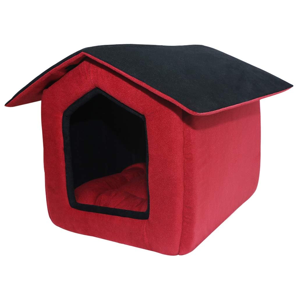ROYALS RORE Cats Kittens Pet Hut House in Soft Velvet, Puppies and Small Dog Bed with Anti Skid Bottom, Removable and Washable Cushioned Pillow (Red) (M) (B0CVYG19FG) Amazon Price History, Amazon Price Tracker