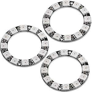 AZDelivery 3 x 5V RGB LED Ring WS2812B 12-Bit Neopixel 38mm compatibel met Arduino Inclusief E-Book!