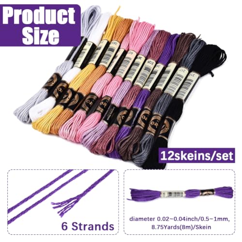Image of 12 Skeins 105 Yards Gradient Embroidery Yarn Thread for Crafts