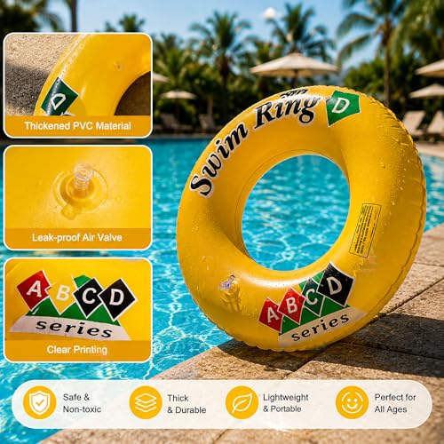 Image of Koochie-Koo Ring Swimming Tube for Kids Inflatable Pool Float Tube for Boys & Girls Thick PVC Swim Tube with Leak-Proof Valve, Safe & Durable Water Float for Pool Beach Summer Fun (Random Colour)