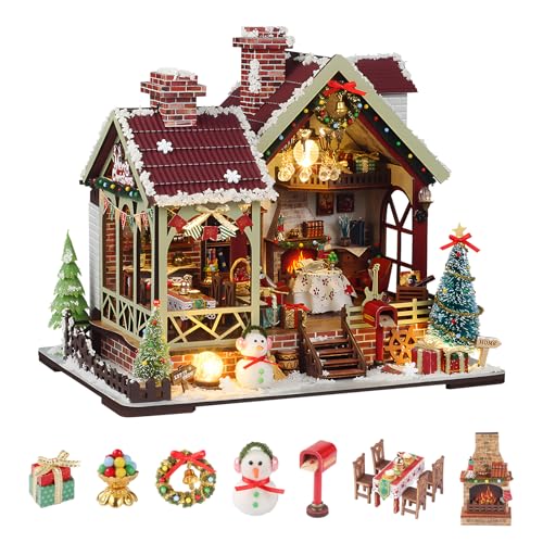 Taimimy DIY Miniatur Haus Puppenhaus Gewächshaus mit Möbeln, Mini DIY Miniature House kit für Erwachsene Geburtstagsgeschenk für Frauen und Mädchen (Weihnachtswärmraum) Taimimy DIY Miniatur Haus Puppenhaus Gewächshaus mit Möbeln, Mini DIY Miniature House kit für Erwachsene Geburtstagsgeschenk für Frauen und Mädchen (Weihnachtswärmraum)