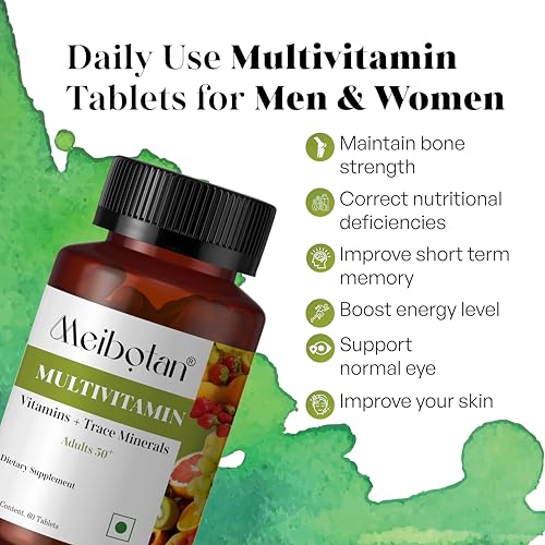 Image of Best Multivitamin for Men and Women, 60 Multivitamin Tablets, with Zinc, Vitamin C, Vitamin D3, Multiminerals and Ginseng Extract, Enhances Energy, Stamina & Immunity for Age 50+