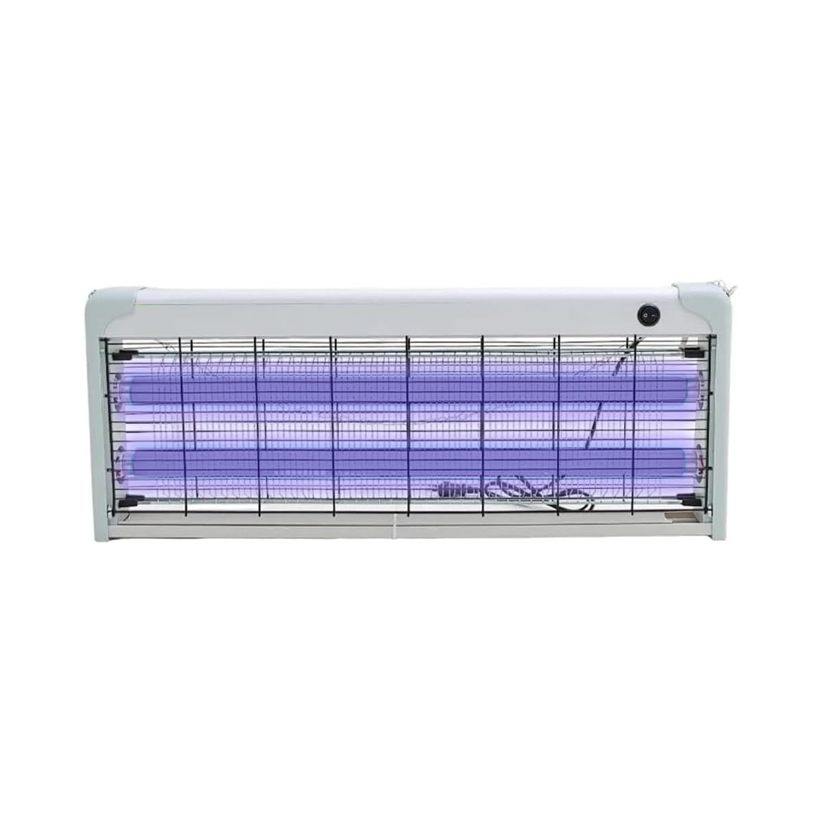 Lampada antizanzare 40W con due luci led UV vassoio raccoglitore estraibile e catena per fissaggio uso esterno ed interno spessore 6CM