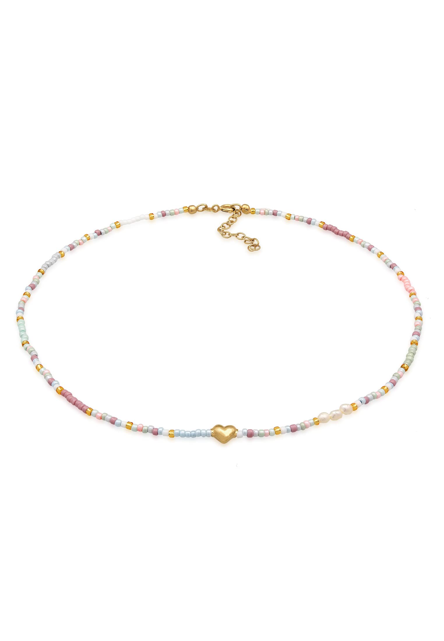 Elli Collares Mujeres gargantilla de vidrio cuentas de corazón tendencia en plata de ley 925 bañada en oro