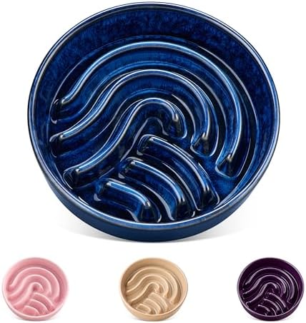 vancasso Hundenapf, 390ml antischlingnapf Hunde aus Keramik, Blau | Anti Schling Napf Hund für Kleine Hunde Geeignet, Futternapf Hund Rutschfestem Design