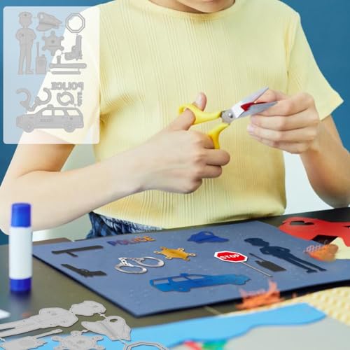 MAYJOYDIY Police Theme Die Cuts Police Badge Hat Car Metal Cutting Dies Stop Road Signs Carbon Steel Stencil Template for Paper Card Making DIY Scrapbooking Album Craft Decor - Image 4