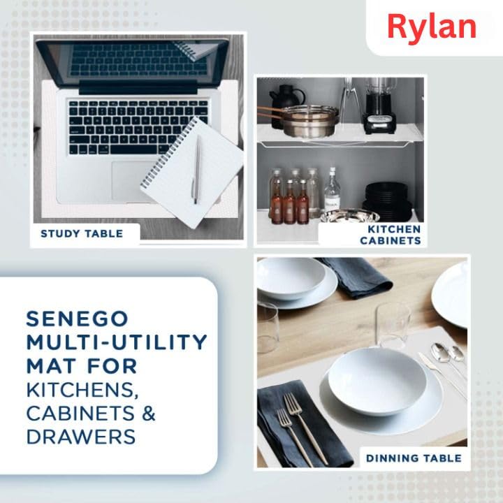 Image of Rylan (45 cm x 5 m) Multipurpose Anti-Slip Mat, Sheet for Fridge, Kitchens, Cupboard, Drawers, Shelf Liner | Super Strong EVA, Water Resistant (Diamond Texture, White)