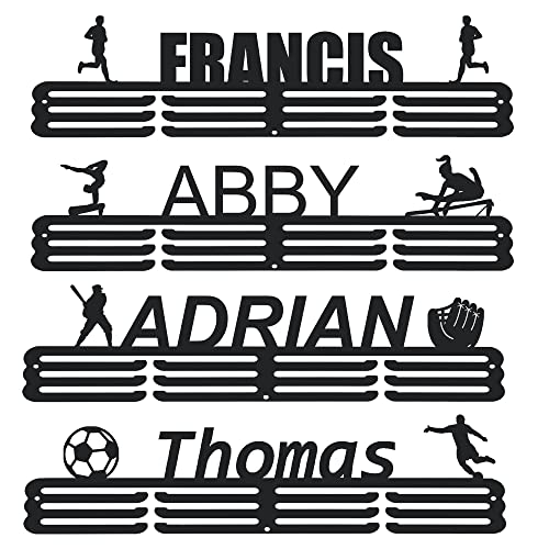 Goutoports Medal Hanger Display - Personalized Medal Hanger Display Holder Tiered Award Rack - Custom Text Color and Images for Athletes Easy to Install,Black