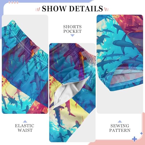 Sharks Colorful Underwater Pajamas Bottoms with Pockets Comfy Pjs Sleepwear Elastic Waistband Pajamas Pants Lounge Pants for 6-14 Years4