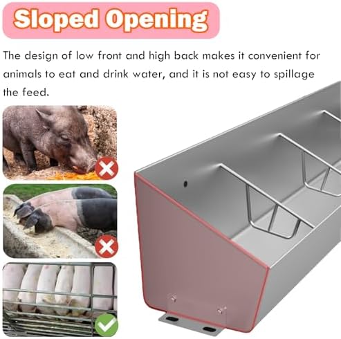 2-in-1 Reusable Hog Feeding Trough & Water Trough for Swine Farms, 5/8/10 Place Livestock Feeder, Easy to Clean Food Slots, Durable 39.4" (100cm) Design