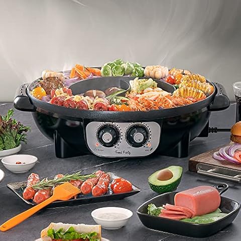 Food Party 2 in 1 elektrogrill und hotpot rauchfrei Electric Smokeless Grill and Hot Pot Cover