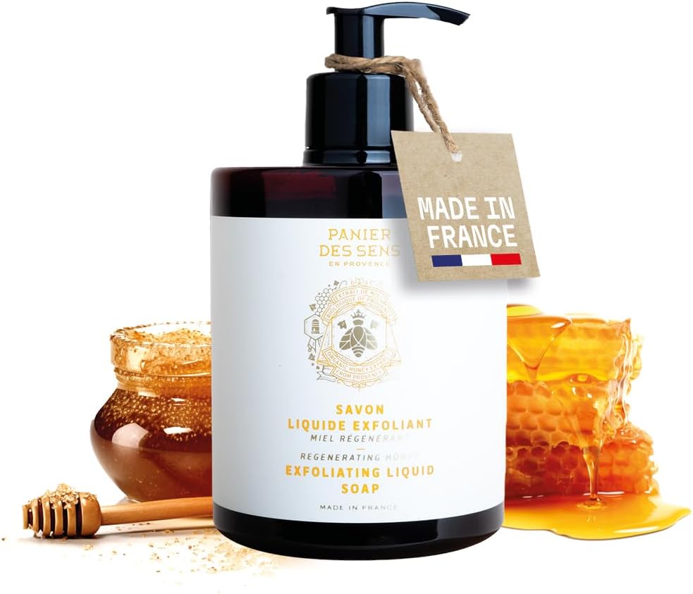 Honey Liquid Hand Soap – French Savon de Marseille, Natural Hand Wash (97% Ingredients), Exfoliating & Moisturizing, 16.9 fl oz