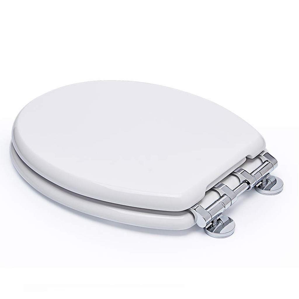 MOBYGKFY Potty Elongated Toilet Seat, Adult/Child, w/Chromed Metal Hinges Toilet lid (Elongated White)
