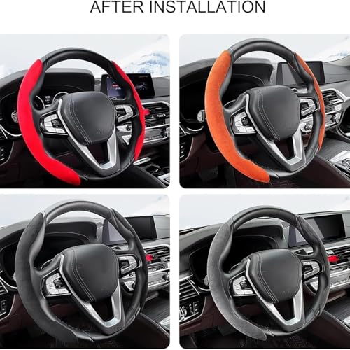 Image of Automaze New Carbon Fiber ABS Texture Steering Wheel Cover for Cars, Safe and Non Slip Car Interior Accessory (Suede Brown)