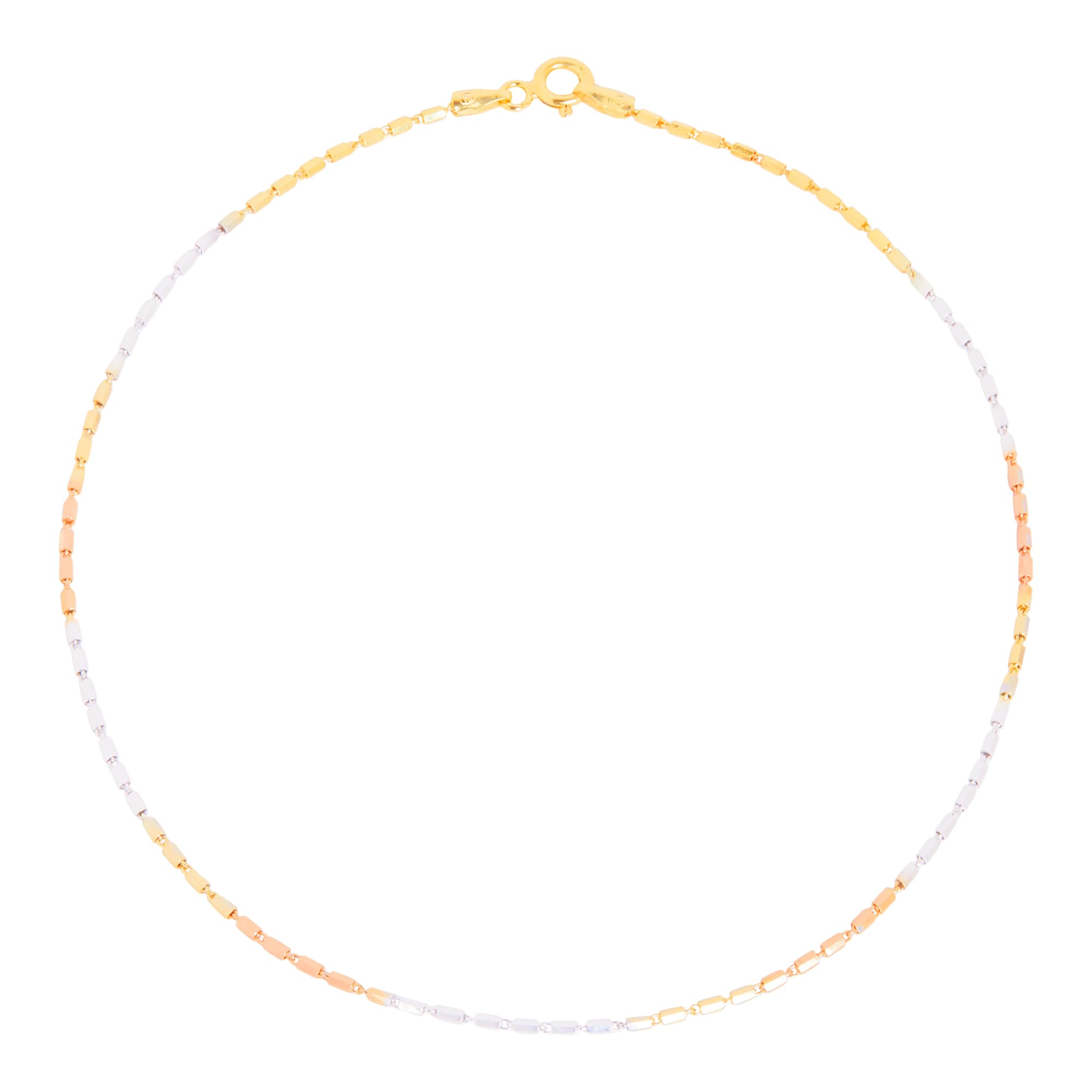 zavya 925 Sterling Silver Designer Triple Tone Rhodium, Gold & Rose Gold Plated Chain Anklet (SIngle) | With Certificate of Authenticity & 925 Hallmark | Gift for Women & Girls-picture-7