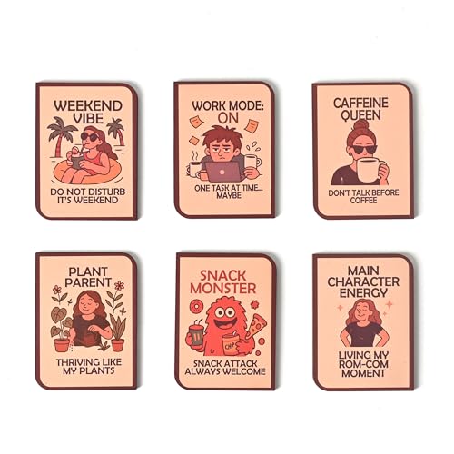 Image of GKD Wooden Fridge Magnet Set - Pack of 6 | Quirky Wooden Fridge Magnets - Fun Motivational Quotes for Home, Office, Work Desk, Students & Gifting | Funky & Aesthetic Decor (Quirky Fun)