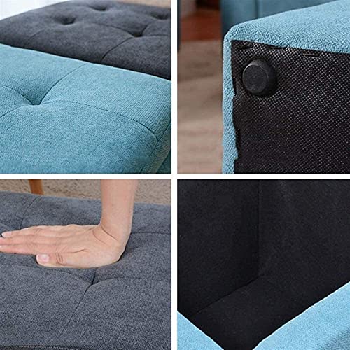 Pouf rangement tabouret bas carré en tissu lin peu encombrant - 6