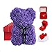 chifans Juego de caja de regalo con oso de flores, especialmente adecuado para amigas, decoración de rosas artificiales, oso de peluche de 25 cm con anillo de plata de ley y cadena de proyección.