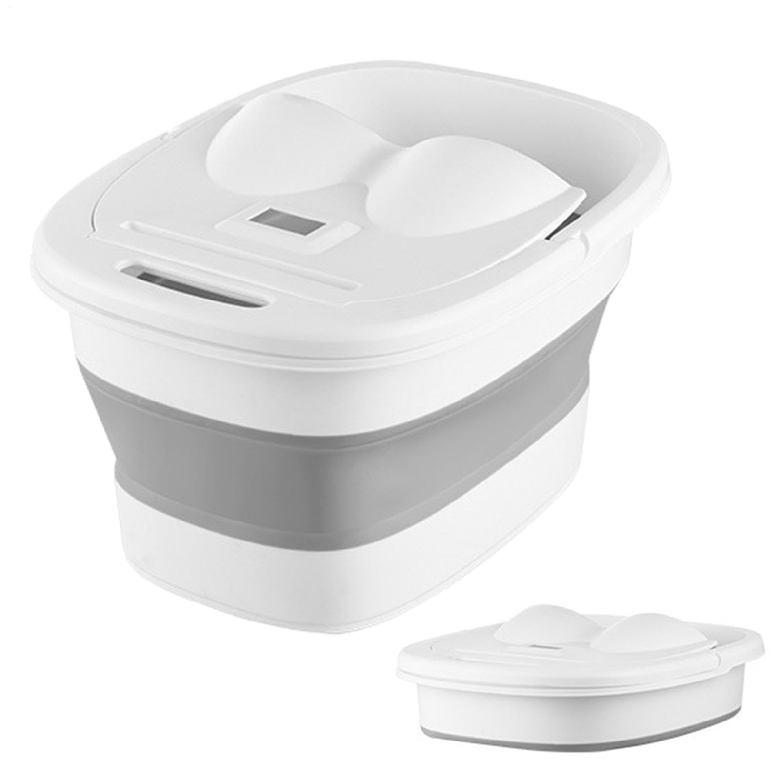 Foldable Foot Bath Basin - Foot Soak Tub with Lid, Massage Rollers & Phone Holder | Portable Feet Spa Bucket with Non-Slip Bottom for Pedicure, Relaxation, Tired Feet Relief, Home Travel, Camping