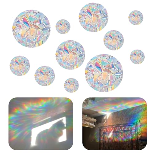 52 Suncatcher Sticker Prismen Fensteraufkleber Fensterfolie Regenbogeneffekt Fensteraufkleber Vogelschutz Electrostatic adsorption Regenbogen Fensterfolie Sonnenfänger Fenster Regenbogen Folie