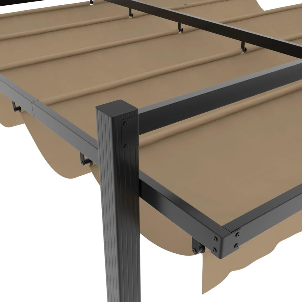 Pergola avec Toit Rétractable, Pergola Tonnelle de Jardin Extérieur Taupe 3x3 m Aluminium