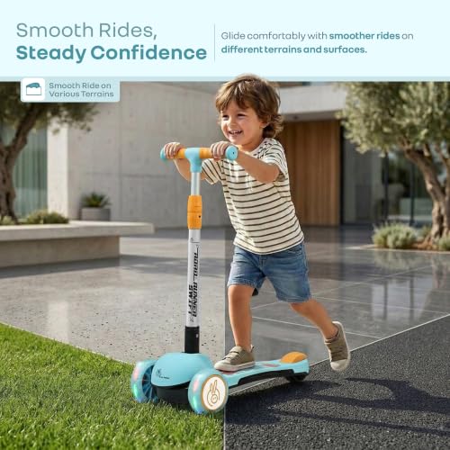 Image of R for Rabbit Road Runner Swift Scooter for Kids with Lights, 3-Level Adjustable Height, PU LED Wheels for 3+ Years Baby Boys & Girls, Up to 75 KG Weight (Blue Orange)