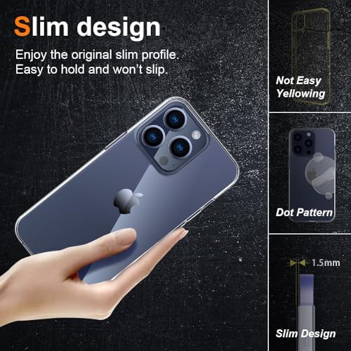 Image of NISHTECH for iPhone 15 Pro Max (2023) Premium Transparent Hybrid Soft Slim Dust Proof Back Case Cover Silicone with Camera Protection