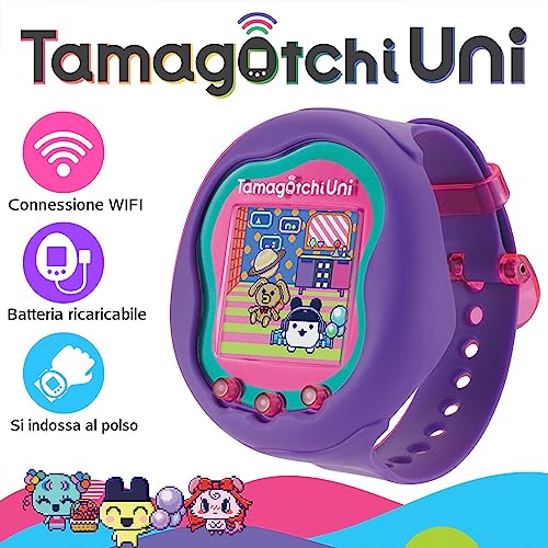 bandai tamagotchi uni - connected tamagotchi with wrist watch - virtual pet - purple model - 43352