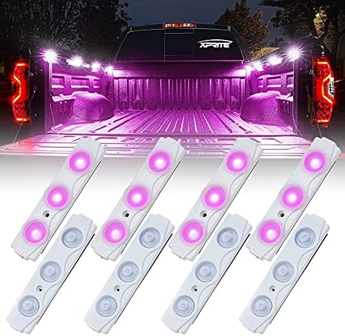 Xprite Purple LED Truck Bed Light Kits with On/Off Switch, for Pickup Exterior Interior Neon Lights, Footwells, Running Boards, Cargo, Under Car, Tonneau Cover, Rail Rock Lighting - 8 PCs