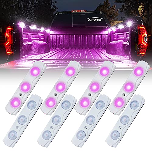 Image of Xprite Purple 8 PCS Truck Pickup Bed Light Kit, 24 Led Cargo Rock Light