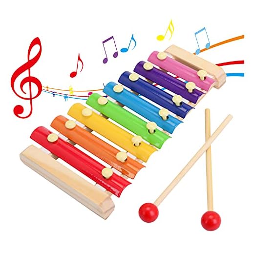 SGVV90 Wooden Xylophone Children's Musical Instruments Toy Wooden 8 Keys Hand Knock with Mallets Preschool Educational Toys Great Gift for Kids Girls and Boys Toddlers Ages 3+