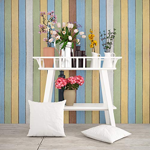 Image of DWELLSINDIA Painted Wood Self Adhesive Wallpaper Peel & Stick, Waterproof, Scratch Resistant, Laminated (41cm x 244cm, Multi)