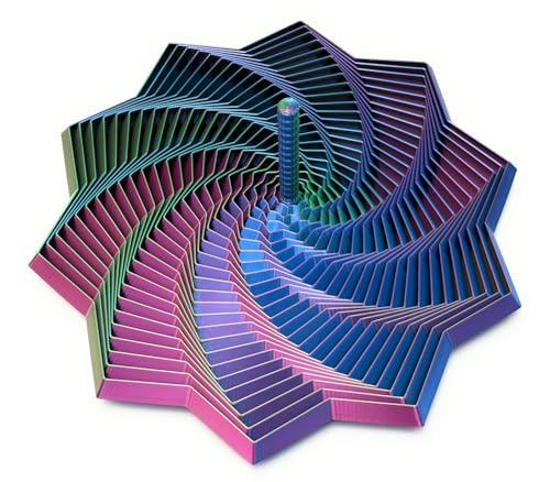 Image of Expanded Sensory Fidget Star with Handle - Visually Captivating and Satisfyingly Noisy! (Blue - Green - Purple, Extra Large)