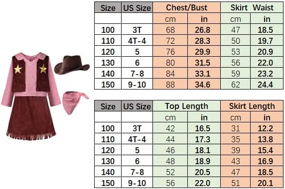 Miniatura 3 de ReliBeauty Disfraz de vaquera occidental para niñas, divertido disfraz de princesa para fiestas de vacaciones, color marrón