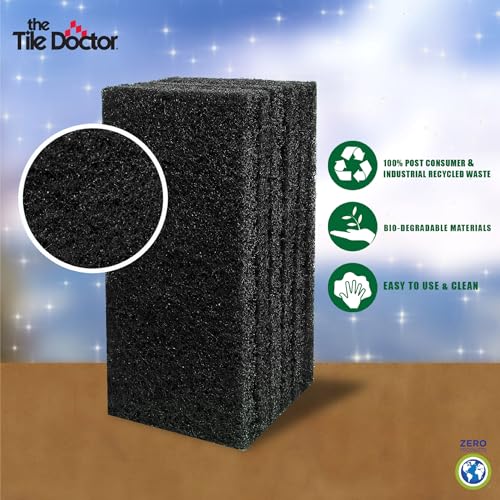 Image of Scrub Doctor 6-Pack of 10 x 4.5 x 1 in. Large Black Scrub Pads and Scrub Pad Holder Scrub-HLD-L-BLK-6, Maximum Abrasion Scrubbing Pads for Cast Iron Pots, BBQ Grills, Oven Cleaning, and Paint Removal