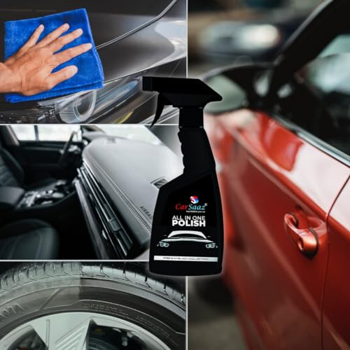Image of CAR SAAZ All In One Polish 380 ML with Microfiber Cloth and Applicator Pad | Ultimate shine and Protection