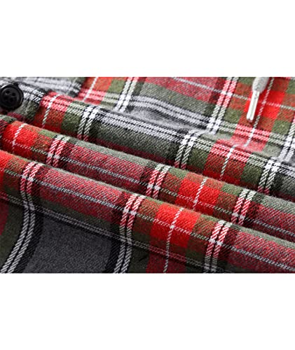 Image of SCODI Mens Flannel Hoodie Shirt Casual Button Down Plaid Long Sleeve Shirts