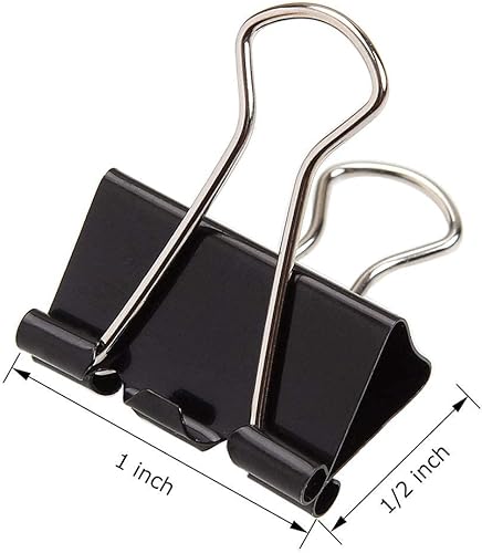 Miniatura 2 de 144 clips de carpeta de 1 pulgada, abrazaderas de papel medianas negras para suministros de oficina, clips metálicos anchos, abrazadera grande para