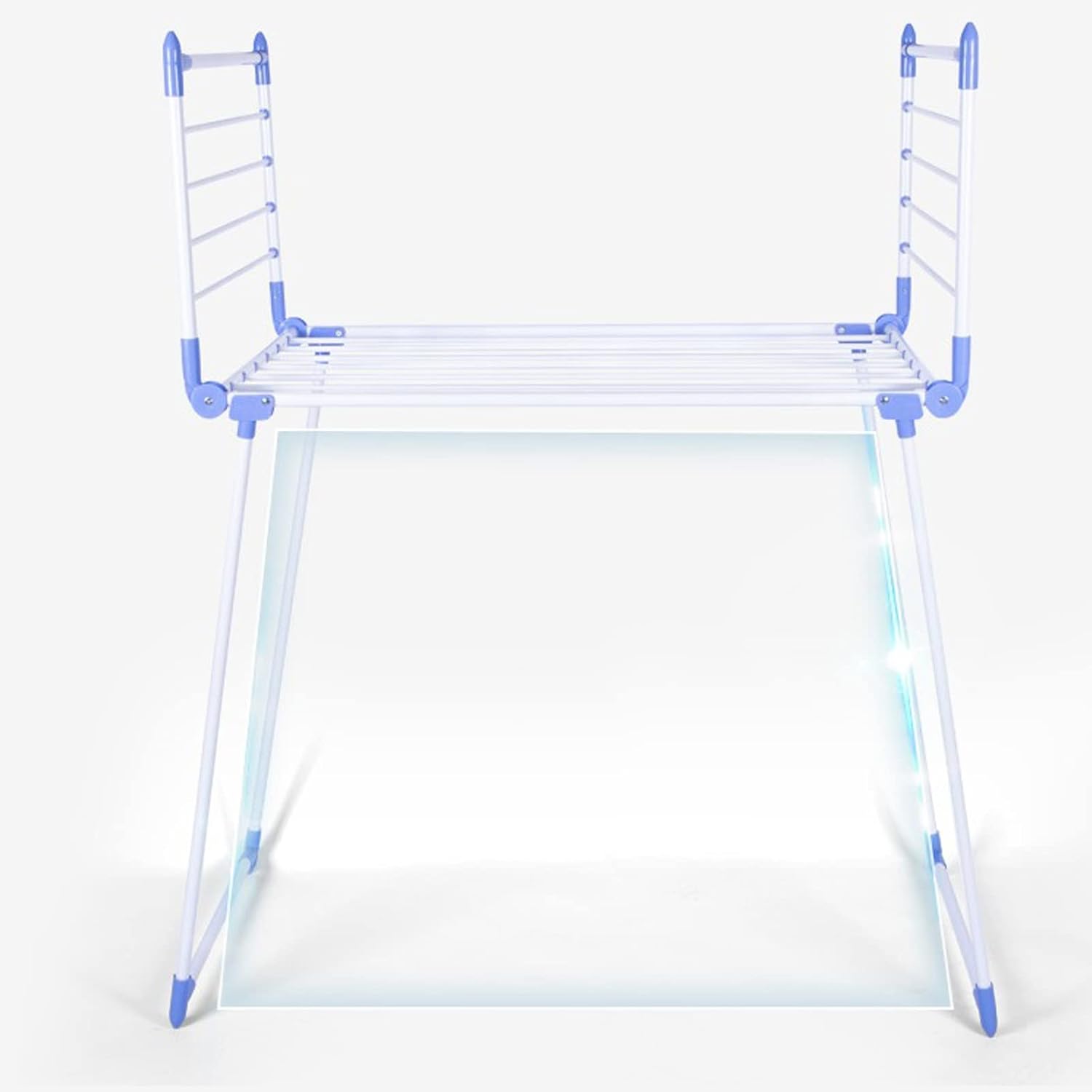 Portable Foldable Clothes Drying Rack - Adjustable Height Indoor/Outdoor Clothes Airer with Two Wings, Space-Saving Steel Tube Design, Lacquered Finish, White