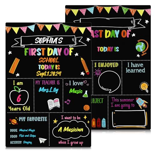 First Day and Last Day of School Chalkboard Back to School Chalkboard Reusable Double Sided Blackboard Easy Clean Chalkboard Sign Starting School Gifts Photo Prop(Black 1pcs)