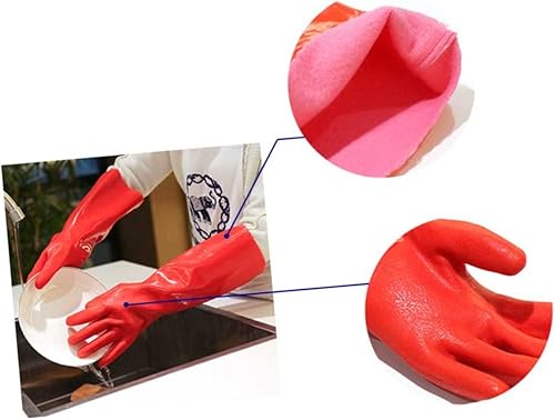 Miniatura 3 de 2 pares de guantes de limpieza sin látex guantes de silicona para lavar platos guantes rojos resistentes al aceite