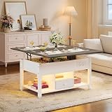 YITAHOME Couchtisch mit Höhenverstellbarer, 4-in-1-Multifunktions-Couchtisch...