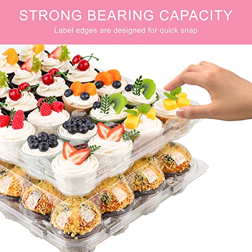 Aukus Cupcake Containers 24 Count, Cupcake Boxes 24 Count, Deep Dome, Stackable & Disposable (Pack Of 10) #TOP2