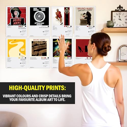 Image of Flybuy Hub Bruno Mars Wall Posters 8x12 inch (A4 Size) Included Self Adhesive on Back Wall Decor Posters Wall Art For Bedroom, Living room, Office, Dining Room