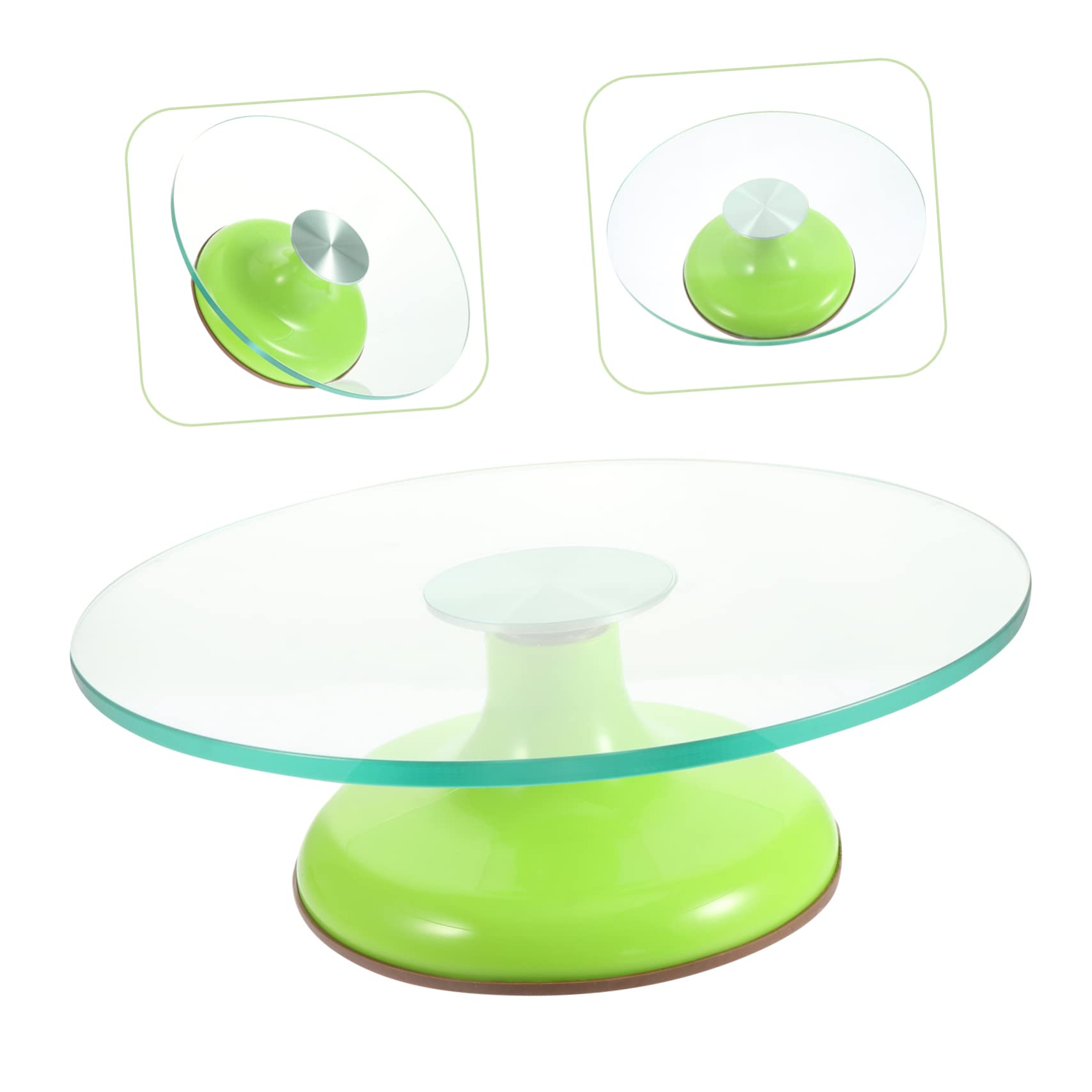 COLLBATH Plateau Tournant à Gâteaux en Verre Trempé 12 Pouces Vert, Accessoire de Pâtisserie Robuste Structure Ferme, pour Décoration de Gâteau Cuisine