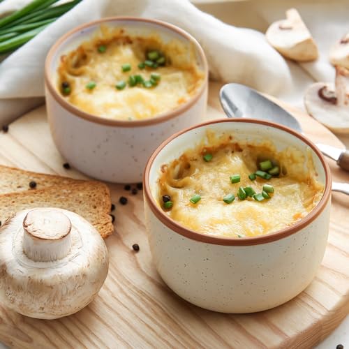 Ramekins Set of 6, 6 oz Creme Brulee Ramekins Oven Safe, Porcelain Ramekins Bowls, Mini Cheesecake Pans, Small Baking Dish, Dipping Sauce Bowls, Ramekins for Baking Souffle, Ice Cream - Vanilla White