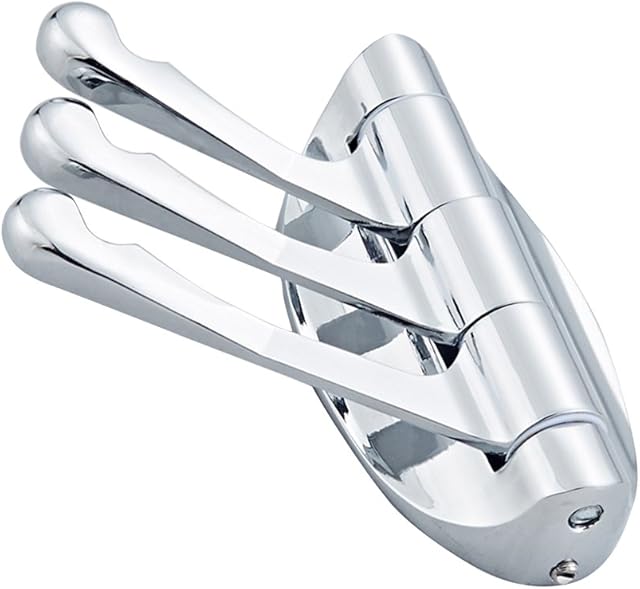 OUNONA Swivel Coat Hook Folding Solid Metal Heavy Duty Swing Arm Triple Hook Wall Mounted Hanger for Bathroom Kitchen Bedroom - Style A(Silver)