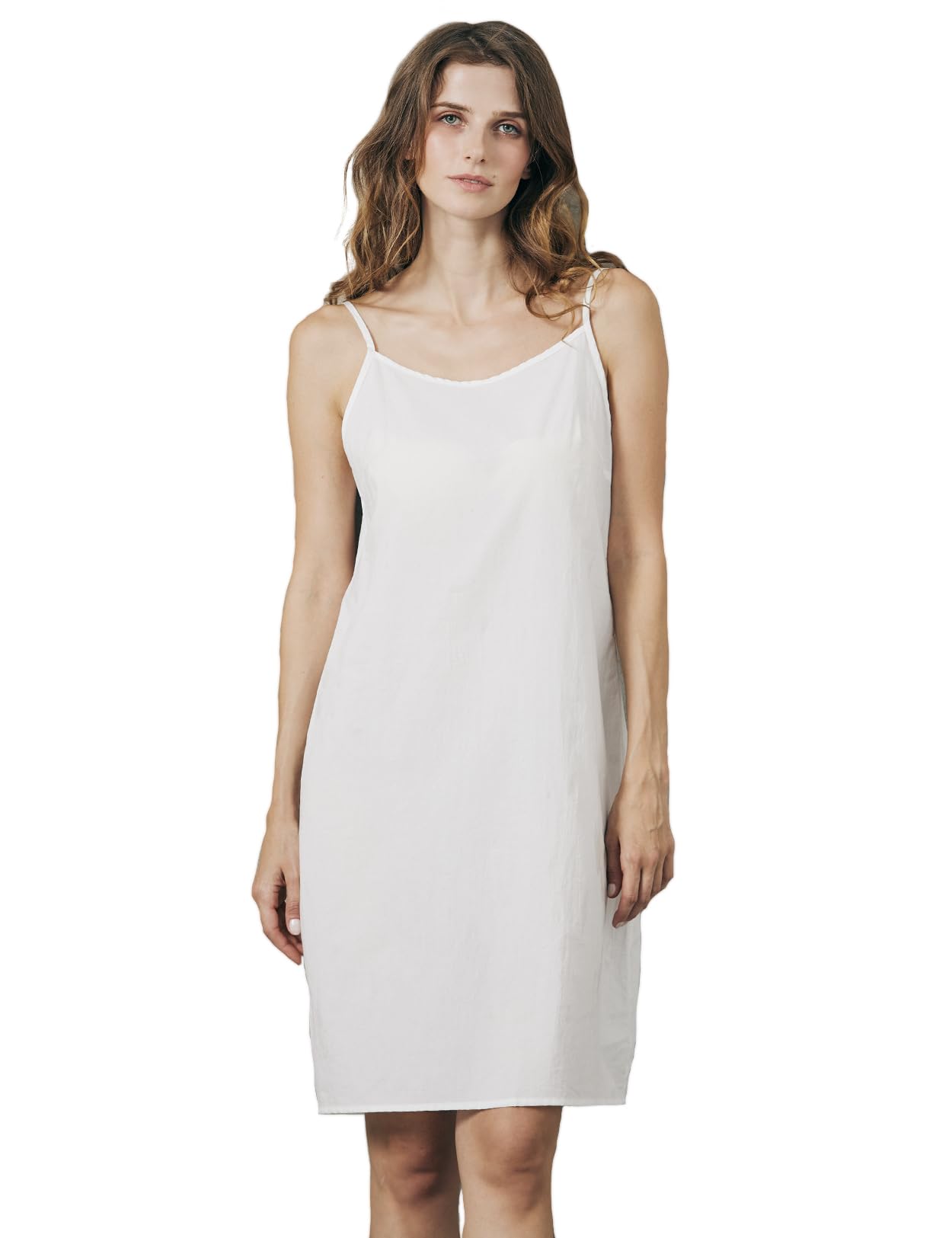 BEAUTELICATE Sottoveste Donna Cotone Lavato Corto Sottoveste con Spalline Larghe Camicia da Notte Pigiama Senza Maniche Corta Estiva Sleepwear per Casa e Casuale