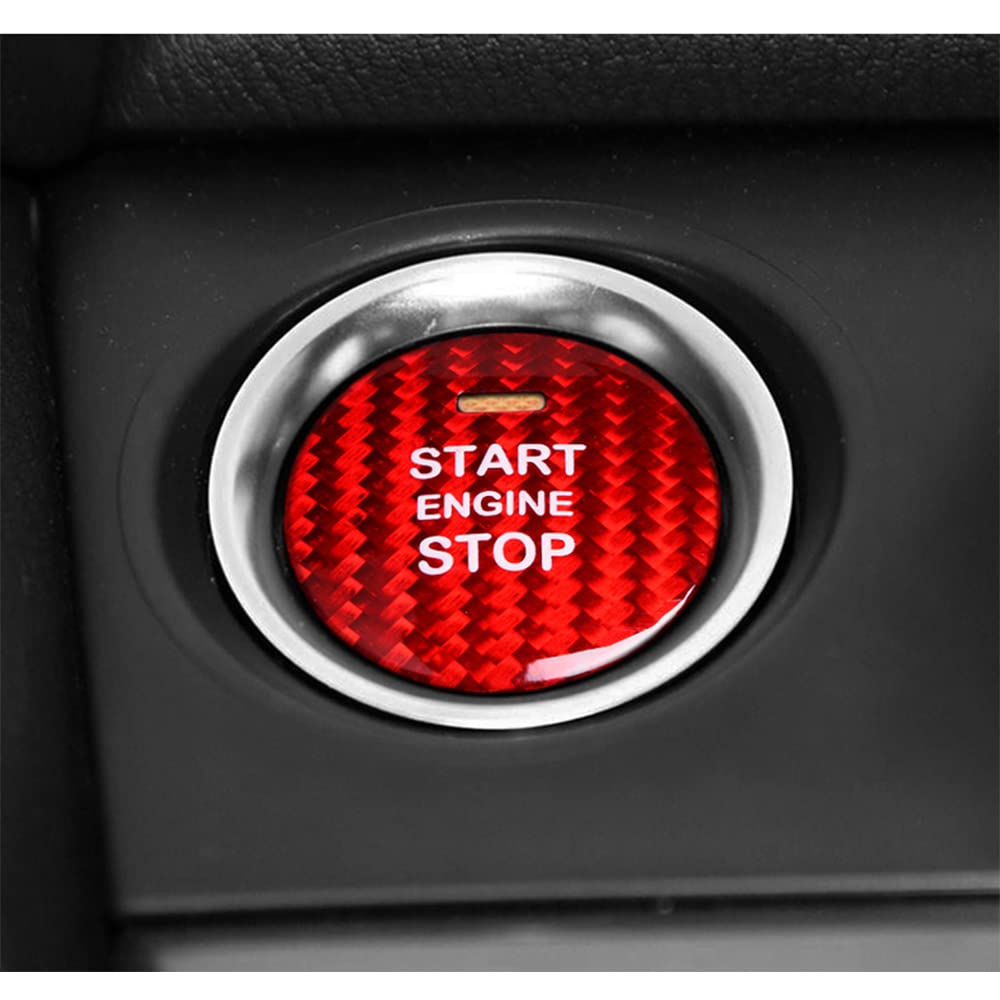 Naklejka na przycisk rozruchowy do samochodu Mazda CX-3 CX-4 CX-5 CX-8 MX-5 AXELA ATENZA włókno węglowe Push-Start pokrowiec ochronny klucz zapłonowy przycisk przycisk akcesoria do wnętrza samochodu, czerwony